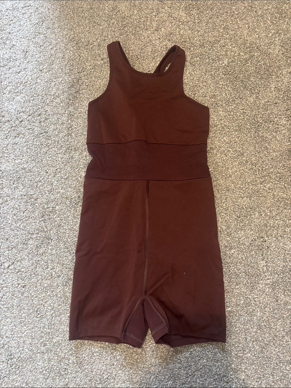 Racerback One-Piece Romper in Brown